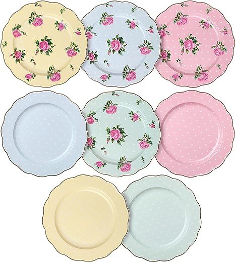 BTaT- Porcelain Floral Plates, Royal Dessert Plates, 8 inch, Set of 8, Appetizer Plates, Floral P... | Amazon (US)