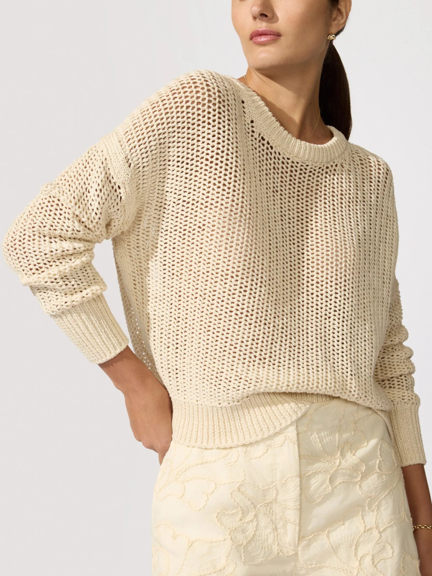 Women's Everyday Pointelle Bright Crew in Ecru | Brochu Walker | Brochu Walker