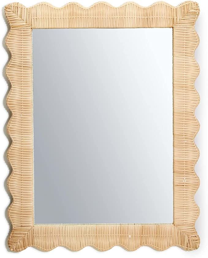 Two's Company Wicker Wall Mirror Decor, 23x30 Large Rattan Mirror, Boho Mirror Wall Decor - Recta... | Amazon (US)
