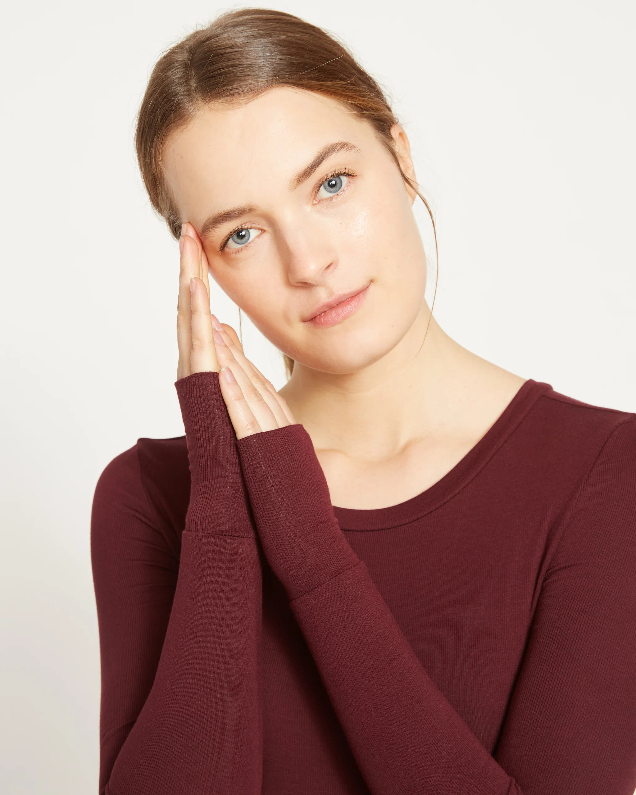 Foundation Long Sleeve Crew Neck Tee - Black Cherry | Universal Standard