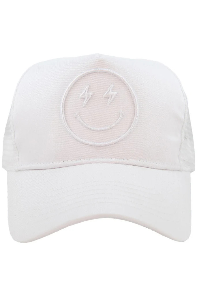 Lightning Happy Face 3-D Embroidered Trucker Hat | Katydid.com