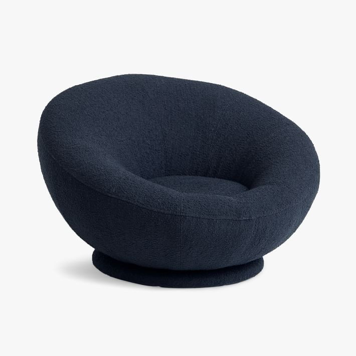 Chunky Boucle Navy Groovy Swivel Chair | Pottery Barn Teen