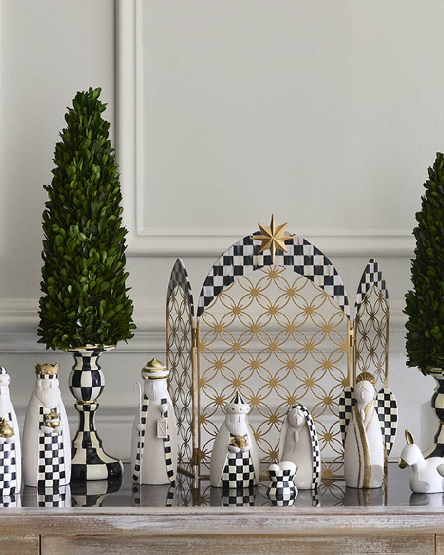 MacKenzie-Childs Courtly Check 10-Piece Mini Nativity Christmas Set | Neiman Marcus