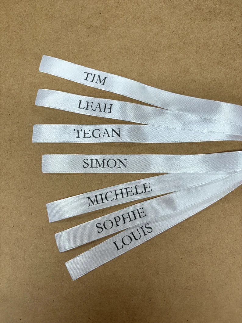Wine Glass Bow Personalised 15mm Satin Ribbon Garamond Font Text Coquette Place Card - Etsy | Etsy (US)