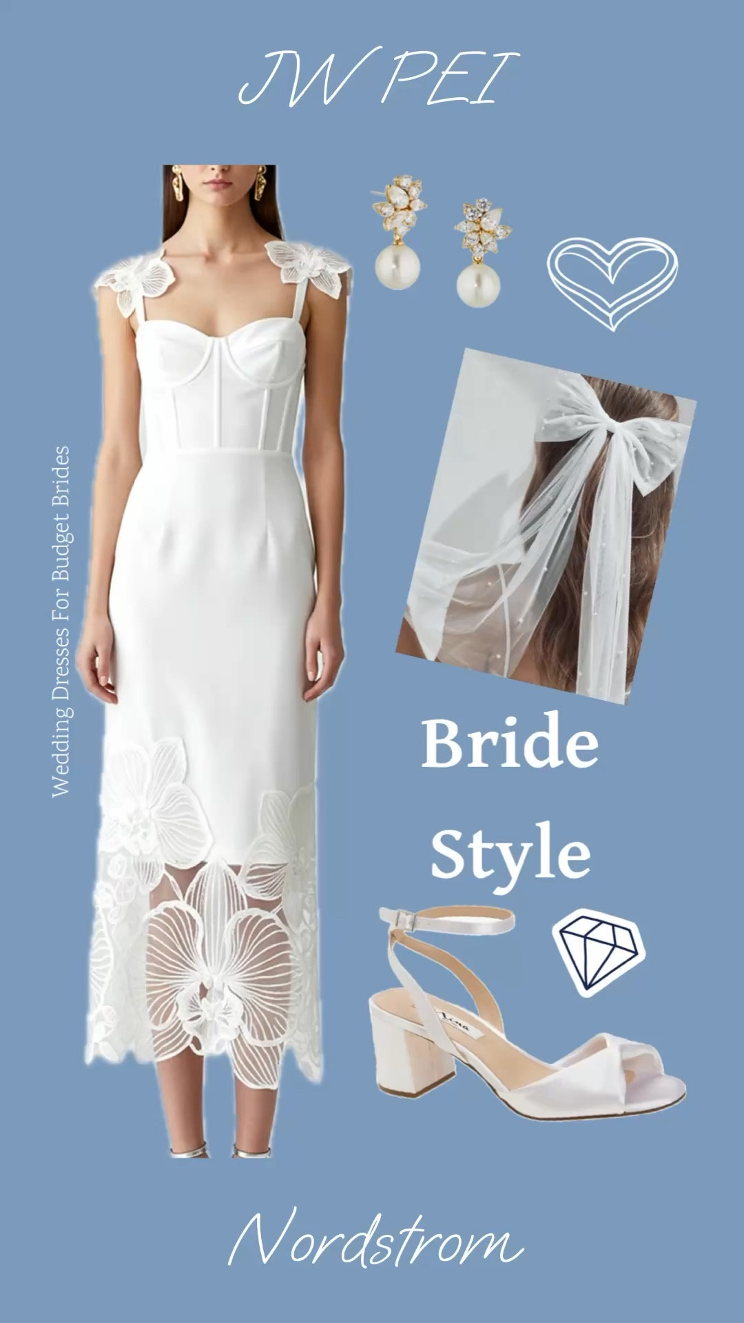 Affordable wedding day outfit idea for the bride to be. Bridal dress is around $219 at JW PEI. Find the accessories at Nordstrom. 

Reception dress, courthouse elopement dress, white corset dress, minimalist wedding dress, or microwedding dress. 

#LTKWedding #LTKSeasonal
