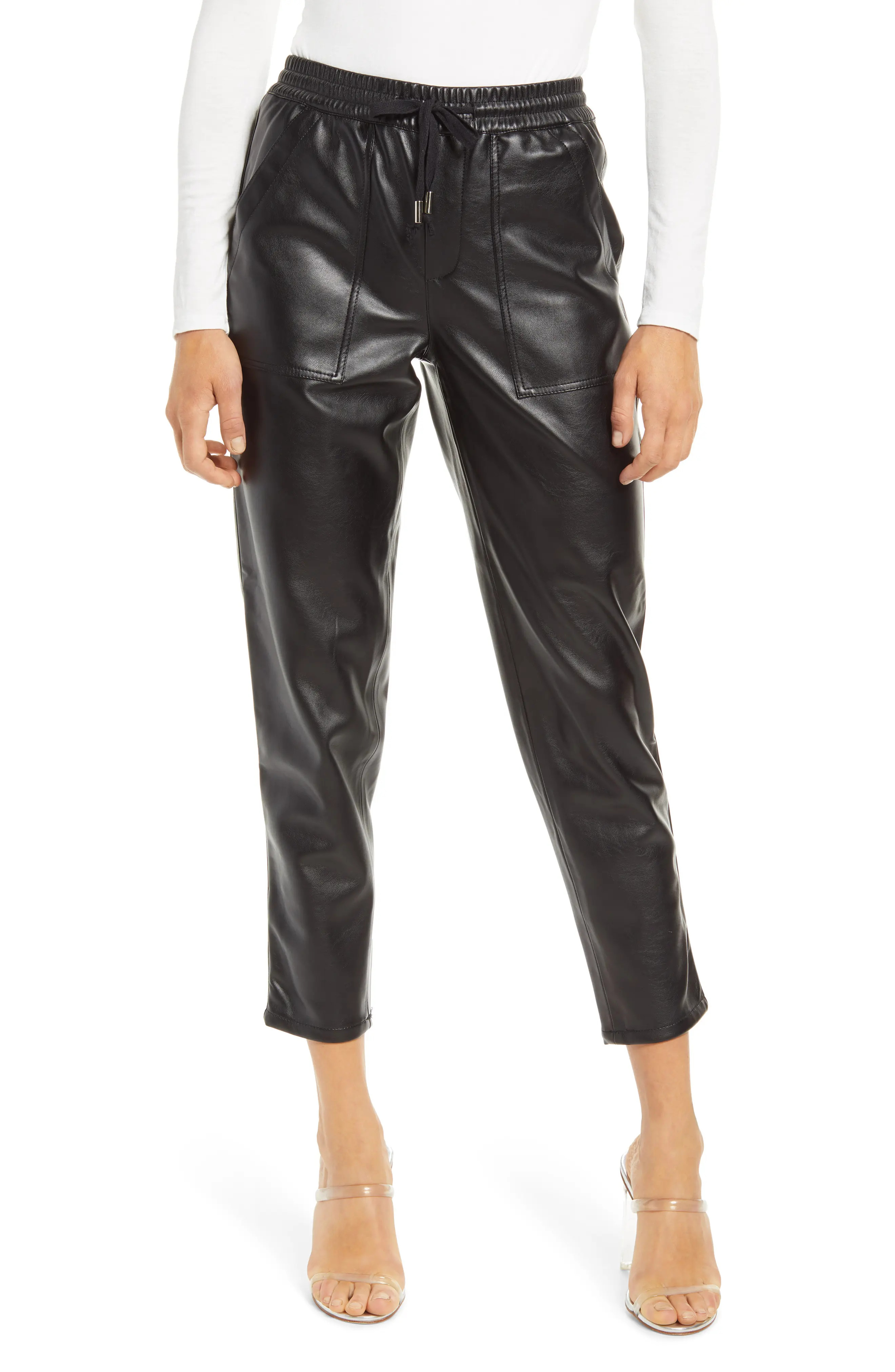 BLANKNYC No Guidance Ankle Faux Leather Pants in Black at Nordstrom, Size 24 | Nordstrom