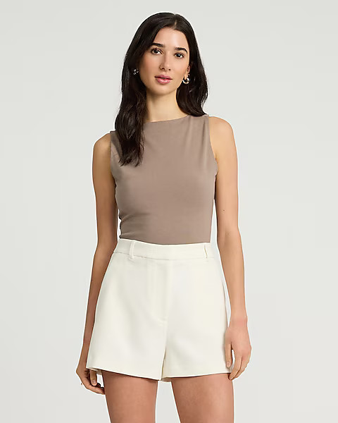 Editor Studio Stretch Twill High Waisted Tailored Shorts | Express
