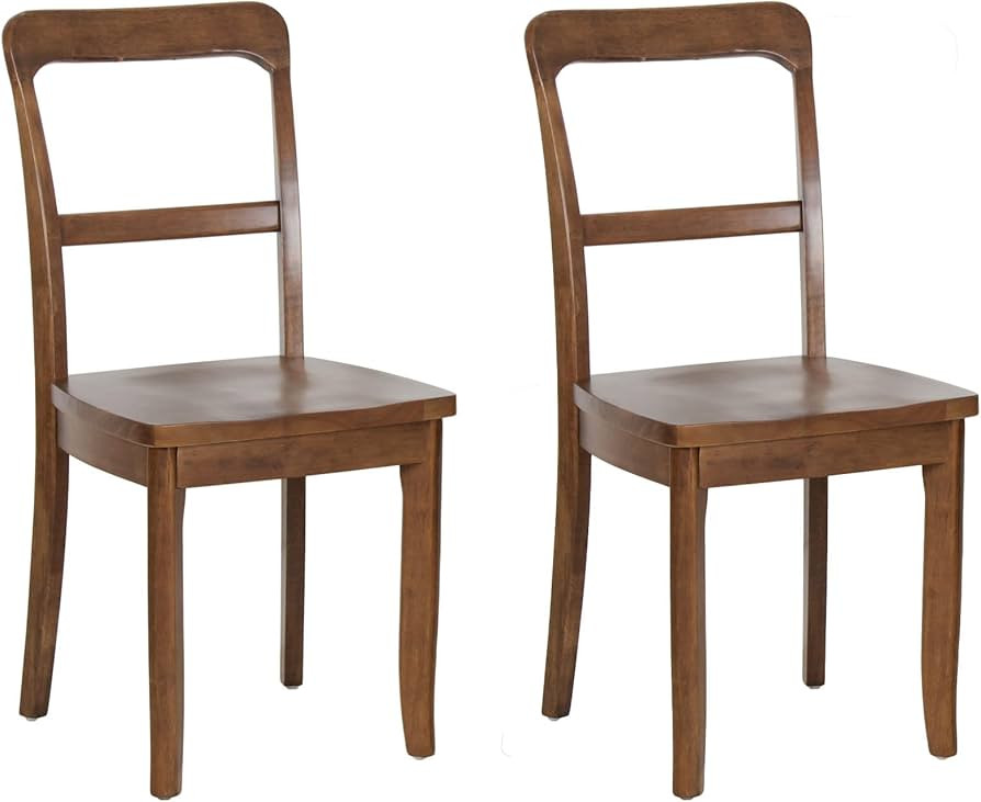 East at Main 100% Solid Wood Chairs - 17" w x 20.5" d x 36" h Set of 2 Rubberwood Handcrafted Mod... | Amazon (US)