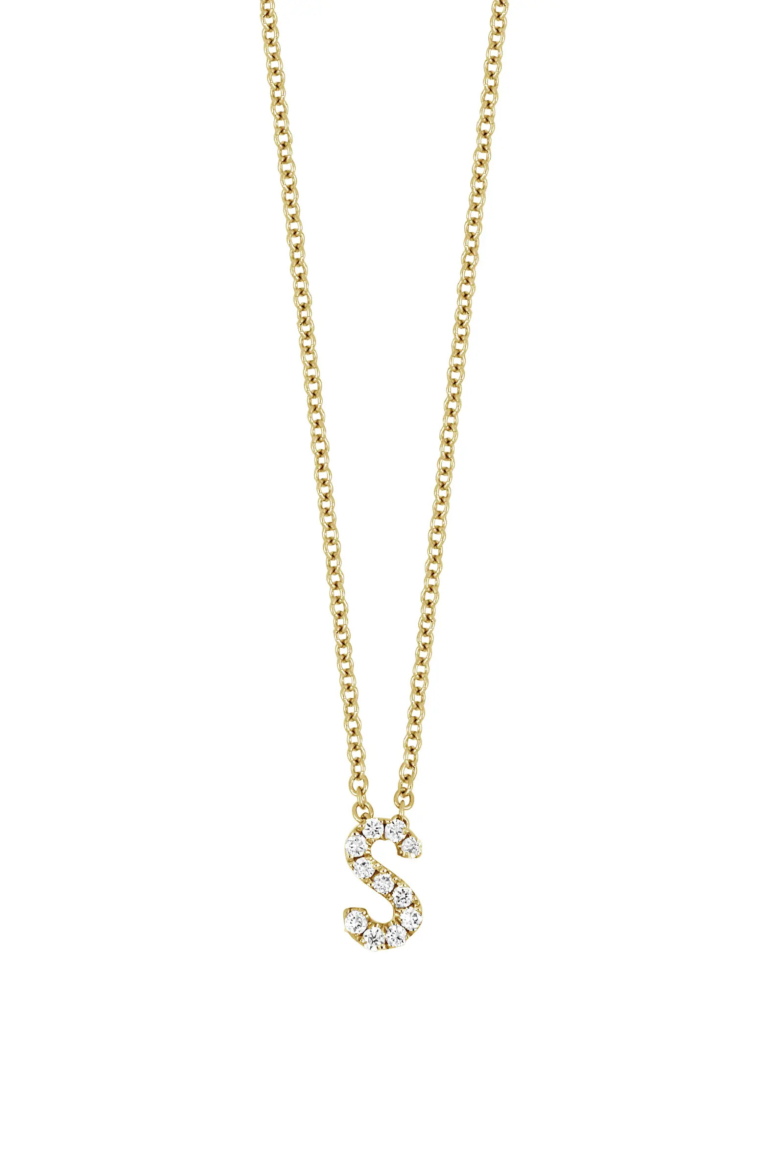 18k Gold Pavé Diamond Initial Pendant Necklace | Nordstrom