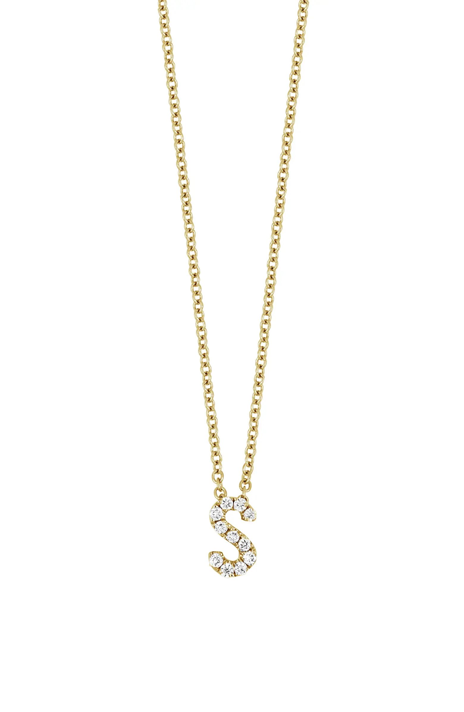 18k Gold Pavé Diamond Initial Pendant Necklace | Nordstrom