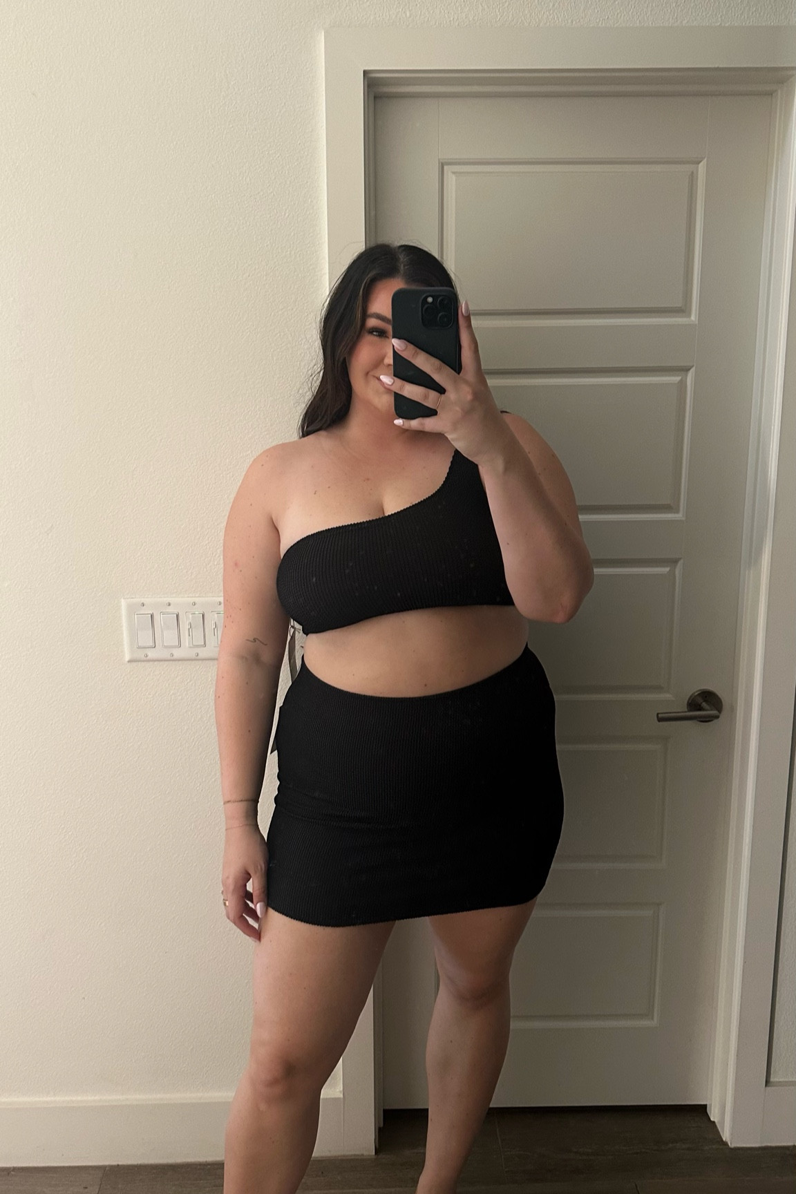 ok i’m obsessed!! love the one strap top ☺️🤎 wearing xl in everything! 

#LTKswim #LTKSeasonal #LTKmidsize