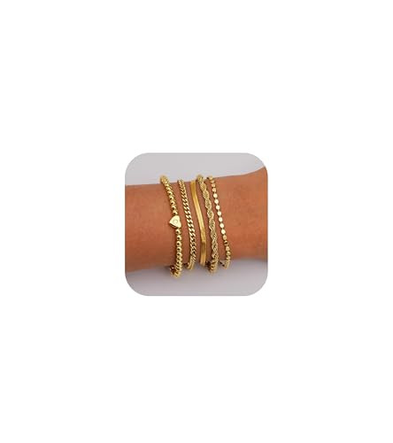 doubgood Mothers Day Gifts Gold Bracelets for Women Waterproof Stackable Heart Initial Charm Brac... | Amazon (US)