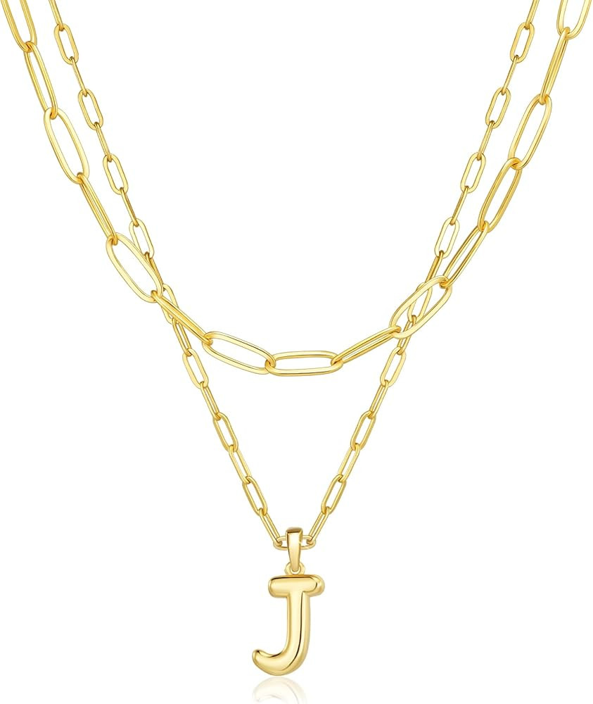 adoyi Easter Basket Stuffers for Women Hers Dainty 14K Gold Plated Heart Initial Necklaces Layere... | Amazon (US)