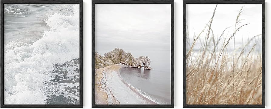 Haus and Hues Beach Pictures Wall Art - Set of 3 Nautical Wall Prints Ocean Pictures For Wall Ser... | Amazon (US)