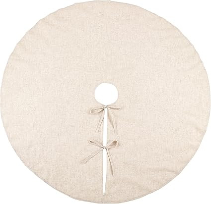 SARO LIFESTYLE - XM731.N56R Natural Linen Blend Christmas Tree Skirt, 56" | Amazon (US)