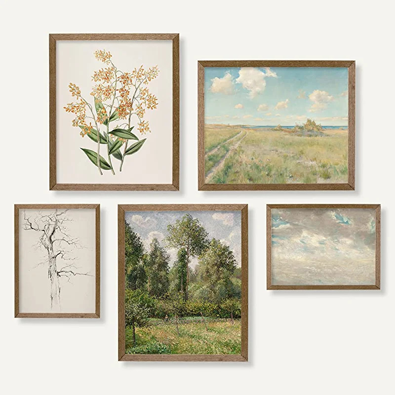 Vintage Botanical Room Decor - Sage Green Neutral Wall Art for Rustic Farmhouse Kitchen, Bathroom... | Amazon (US)