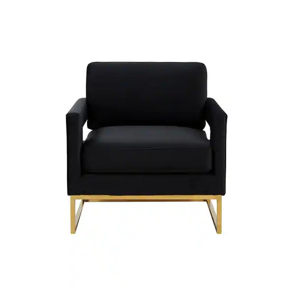 Modrest Edna Modern Black Velvet & Gold Accent Chair | Bed Bath & Beyond