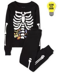 Unisex Kids Halloween Long Sleeve Glow In The Dark Candy Skeleton Snug Fit Cotton Pajamas | The Children's Place
