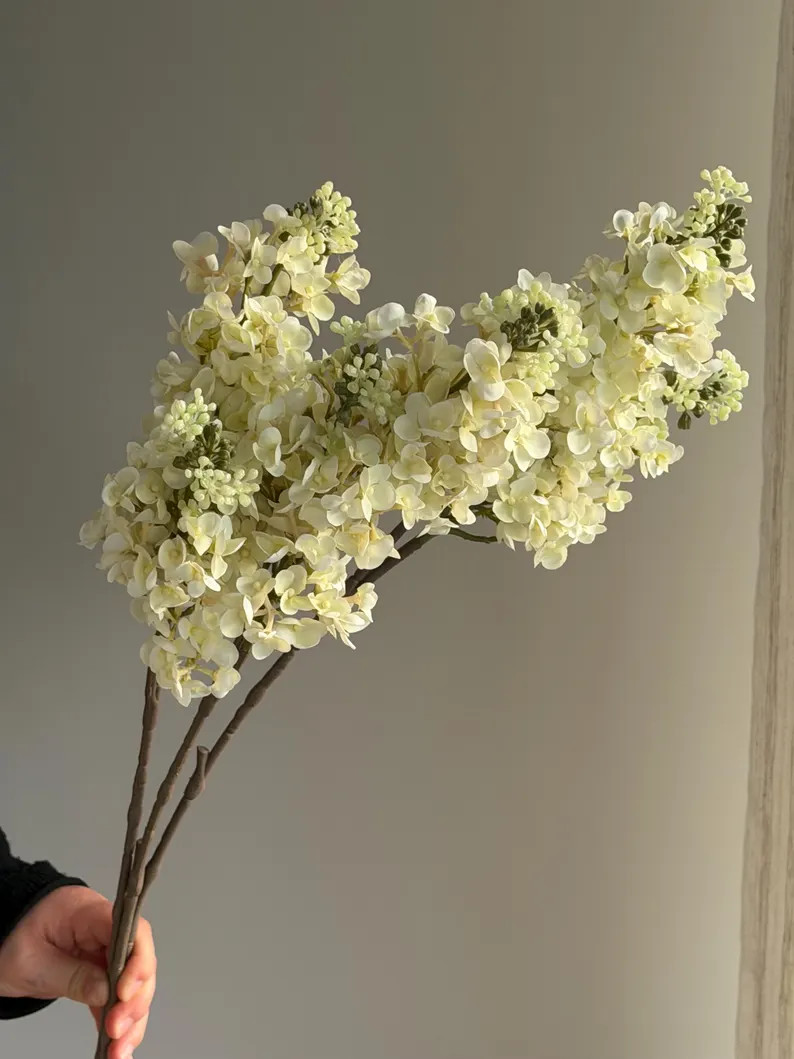 Real Touch Lilac Stem, Faux Lilac Branch, Cream White Faux Floral Branch, Fake Flower Arrangement... | Etsy (Global)