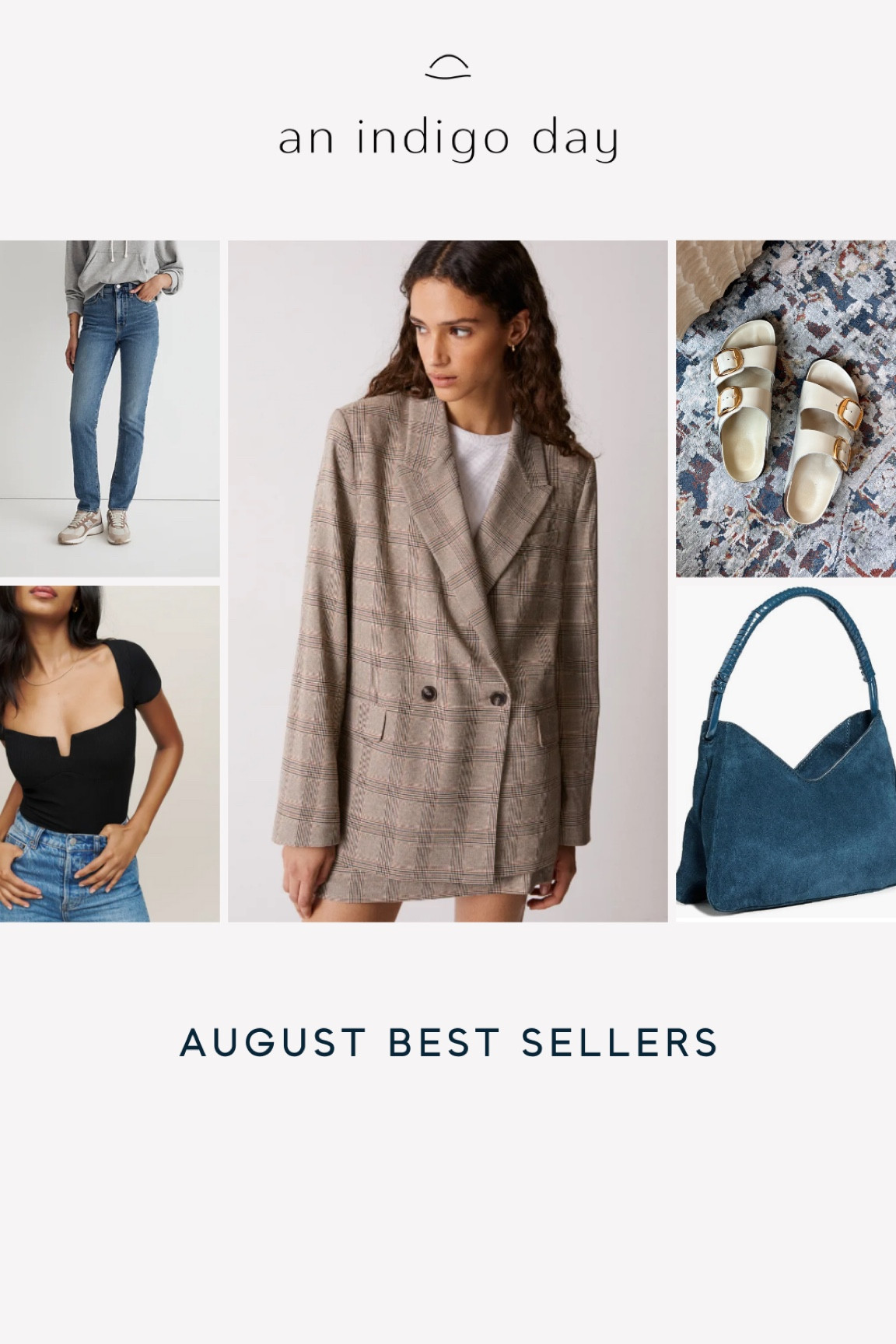 August best sellers. Birkenstock sandals. H&M blazer. Reformation tee. Madewell straight leg jeans. Staud bag  

#LTKstyletip #LTKshoecrush #LTKunder100