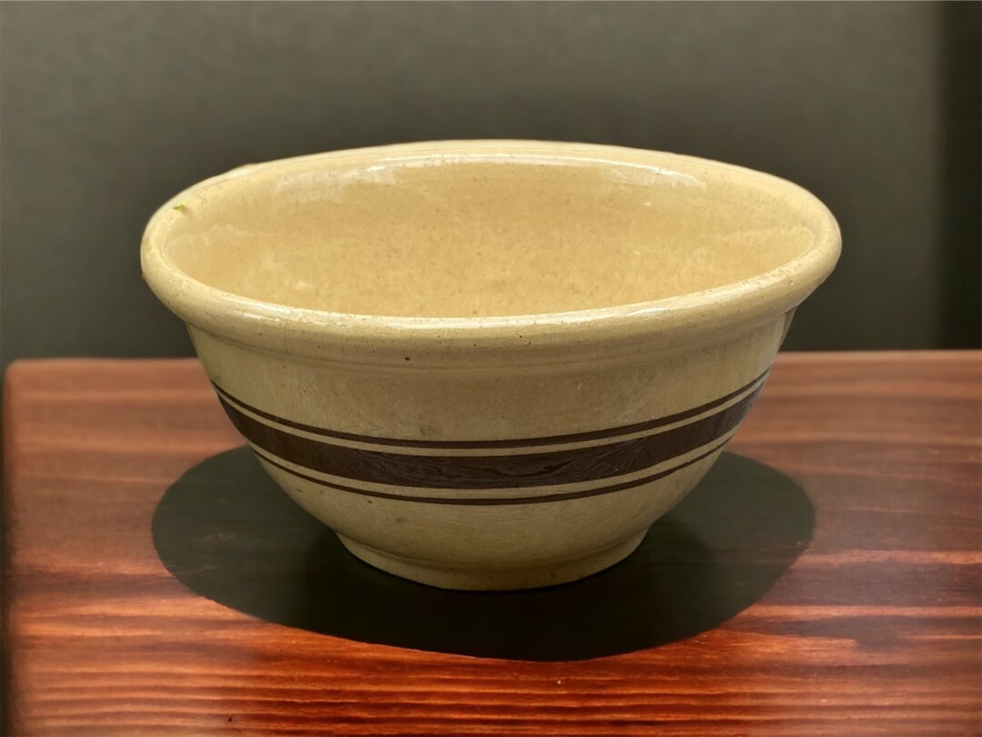 Rrpco 120-8 Yellow Ware Mixing Bowl W/brown Bands Primitive Pottery Rustic Farmhouse Earthenware ... | Etsy (US)