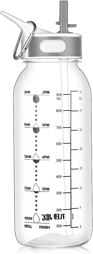 GHONLZIN Wasserflasche, 1L Sports Bottle mit Zeitmarkierungs-Tracker Drink Bottle Water Bottle mi... | Amazon (DE)