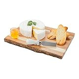 12 Inch x 8 Inch Acacia Serving Board, 1 Rectangle Wood Platter With Bark - Varnished With Bark Edge | Amazon (US)