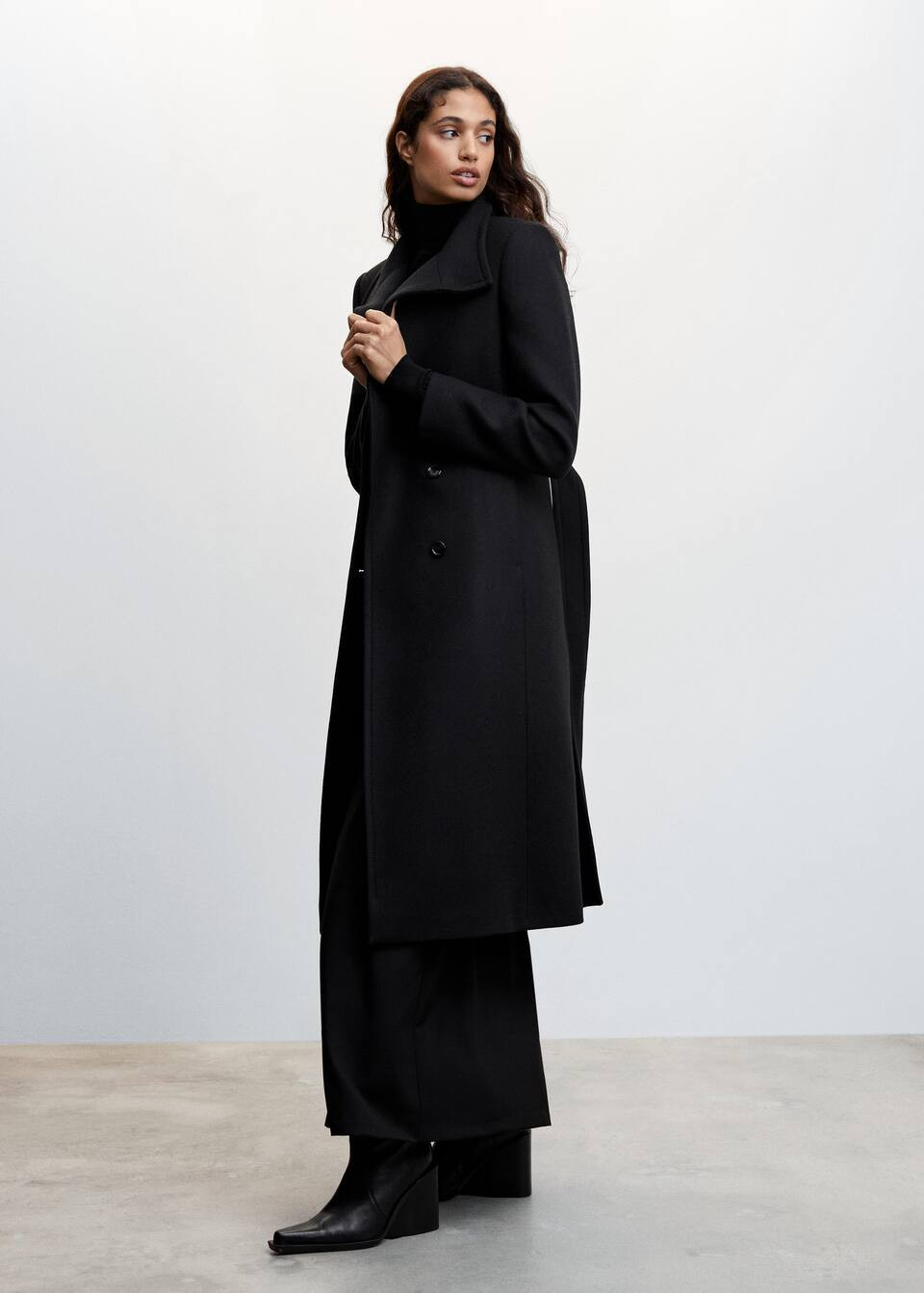Woollen coat with belt | MANGO (UK)