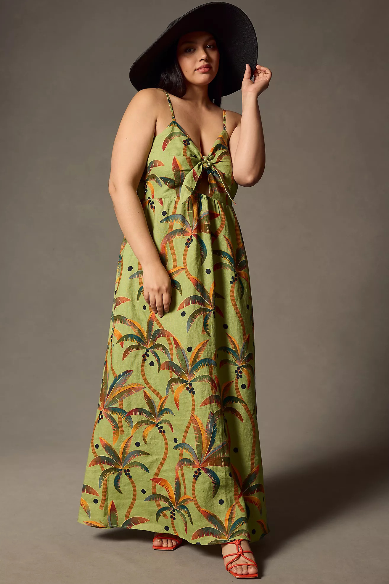 Farm Rio Tie-Front Linen Dress | Anthropologie (US)