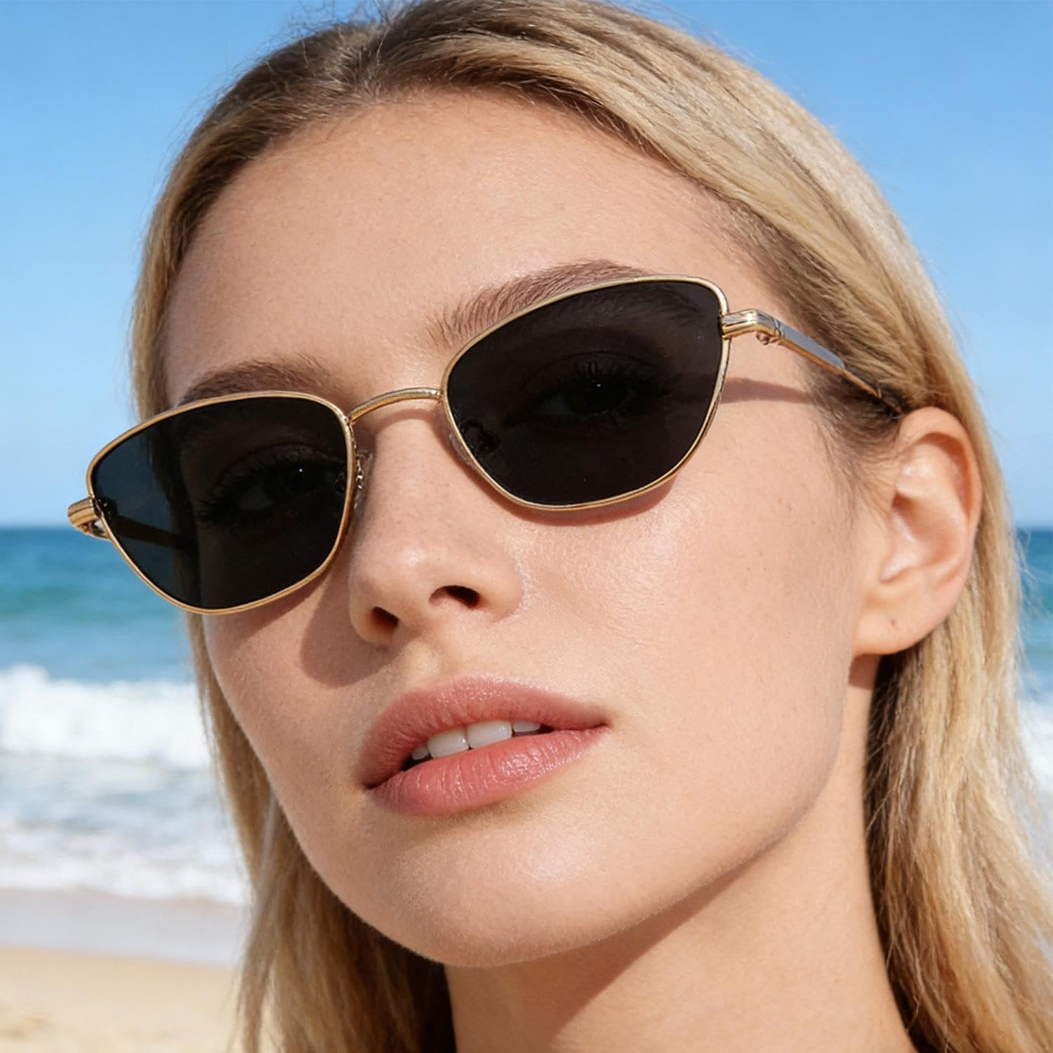 Retro Cat Eye Metal Sunglasses for Women Men, Trendy Vintage 90s Chic Small Metal Frame Sun Glasses Outdoor Gifts for Women | Amazon (US)