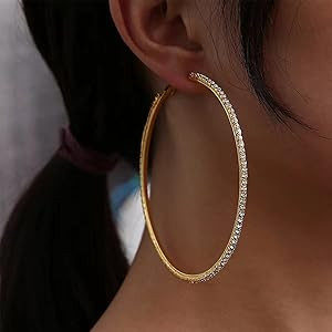 Kainier Big Hoop Earrings 14K Gold Plated 925 Sterling Silver Post Lightweight Gold Hoops for Wom... | Amazon (US)