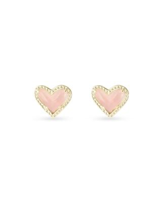 Ari Heart Gold Stud Earrings in Iridescent Drusy | Kendra Scott | Kendra Scott