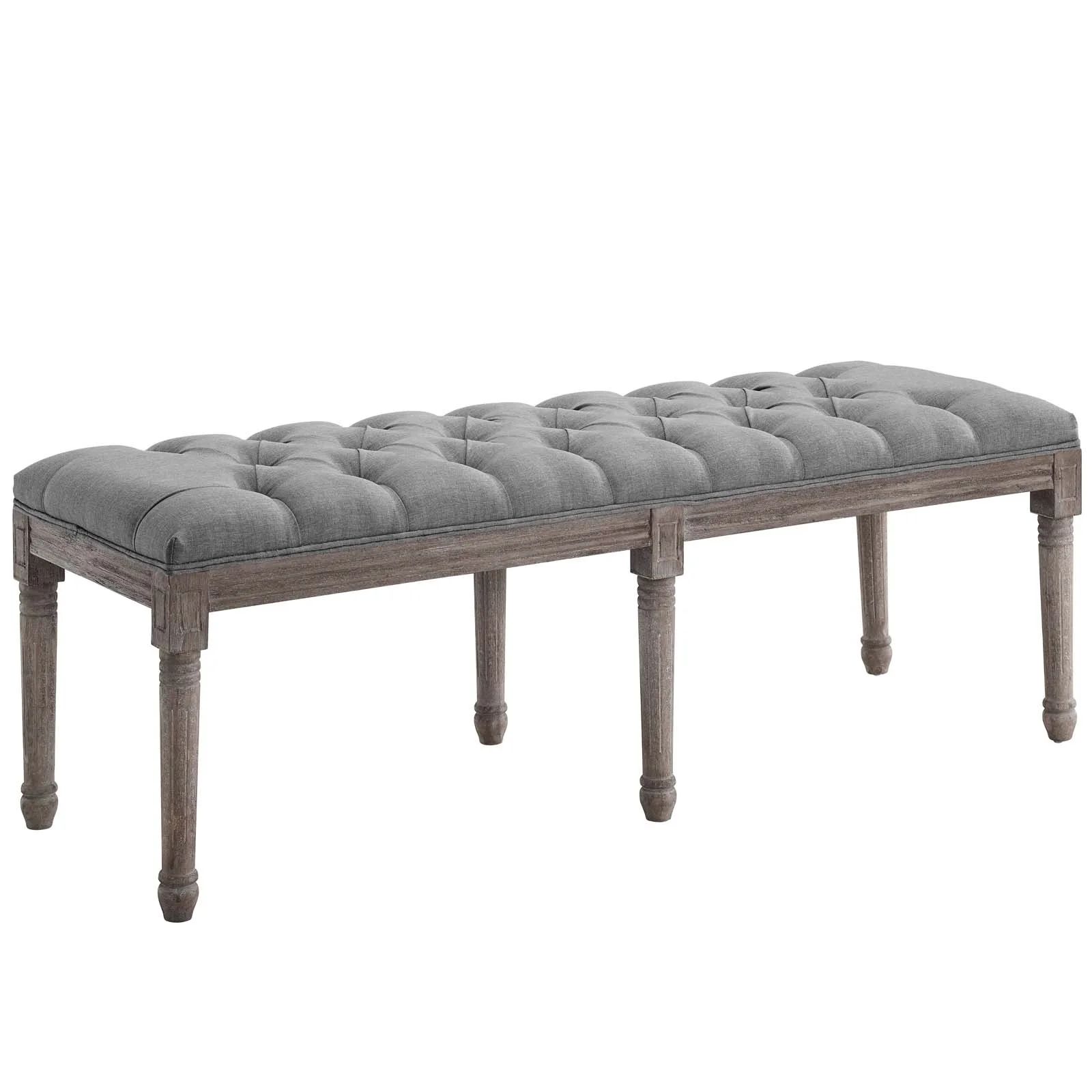 French Vintage Upholstered Fabric Bench, Light Gray - Walmart.com | Walmart (US)