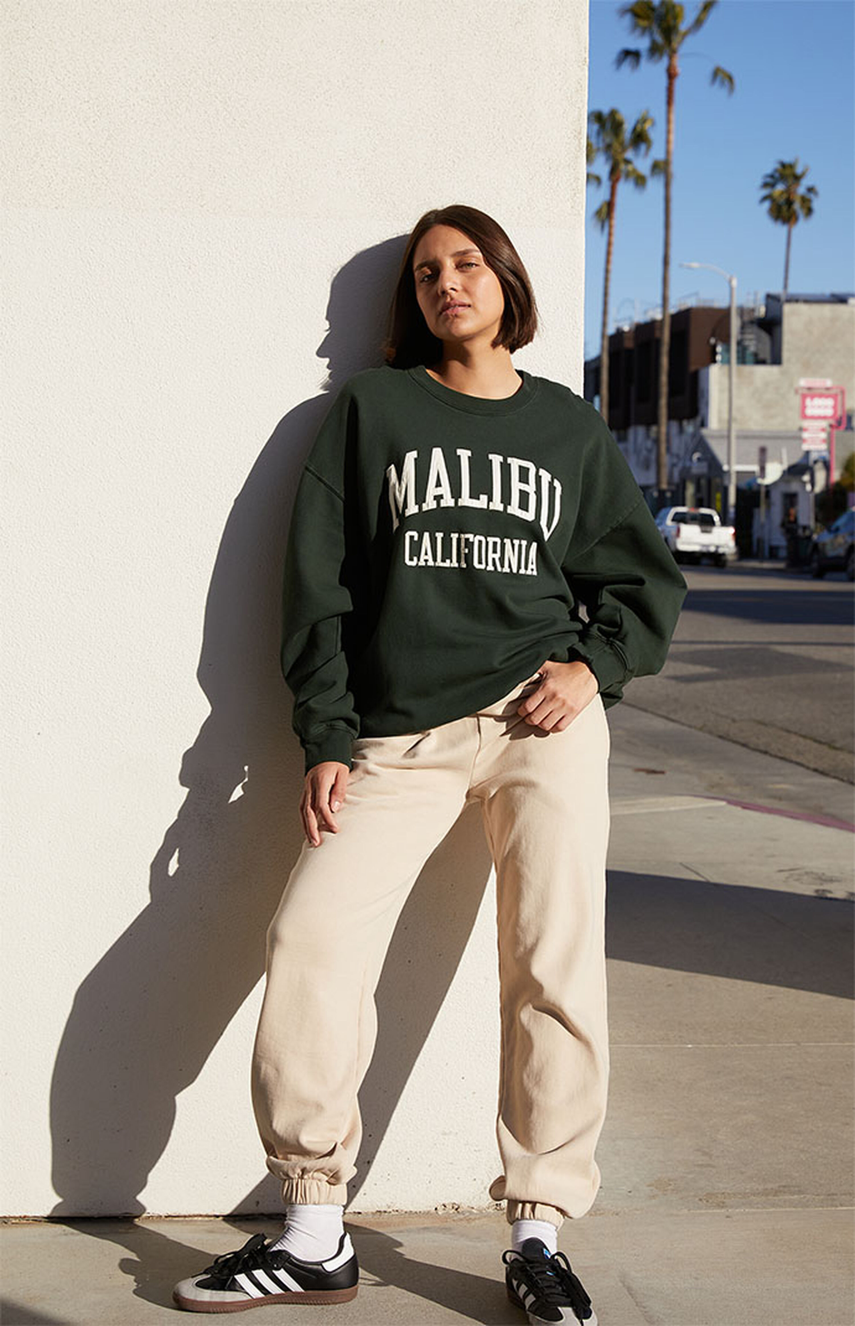 John Galt Green Malibu CA Crew Neck Sweatshirt | PacSun