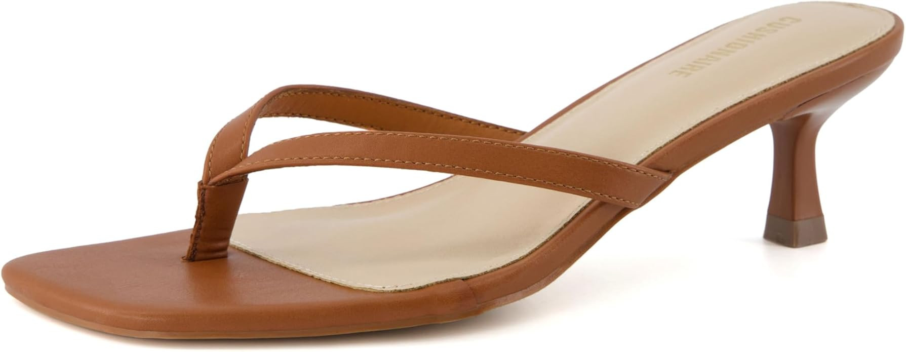 CUSHIONAIRE Women's Miami Kitten heel thong sandals +Memory Foam, Wide Widths Available | Amazon (US)