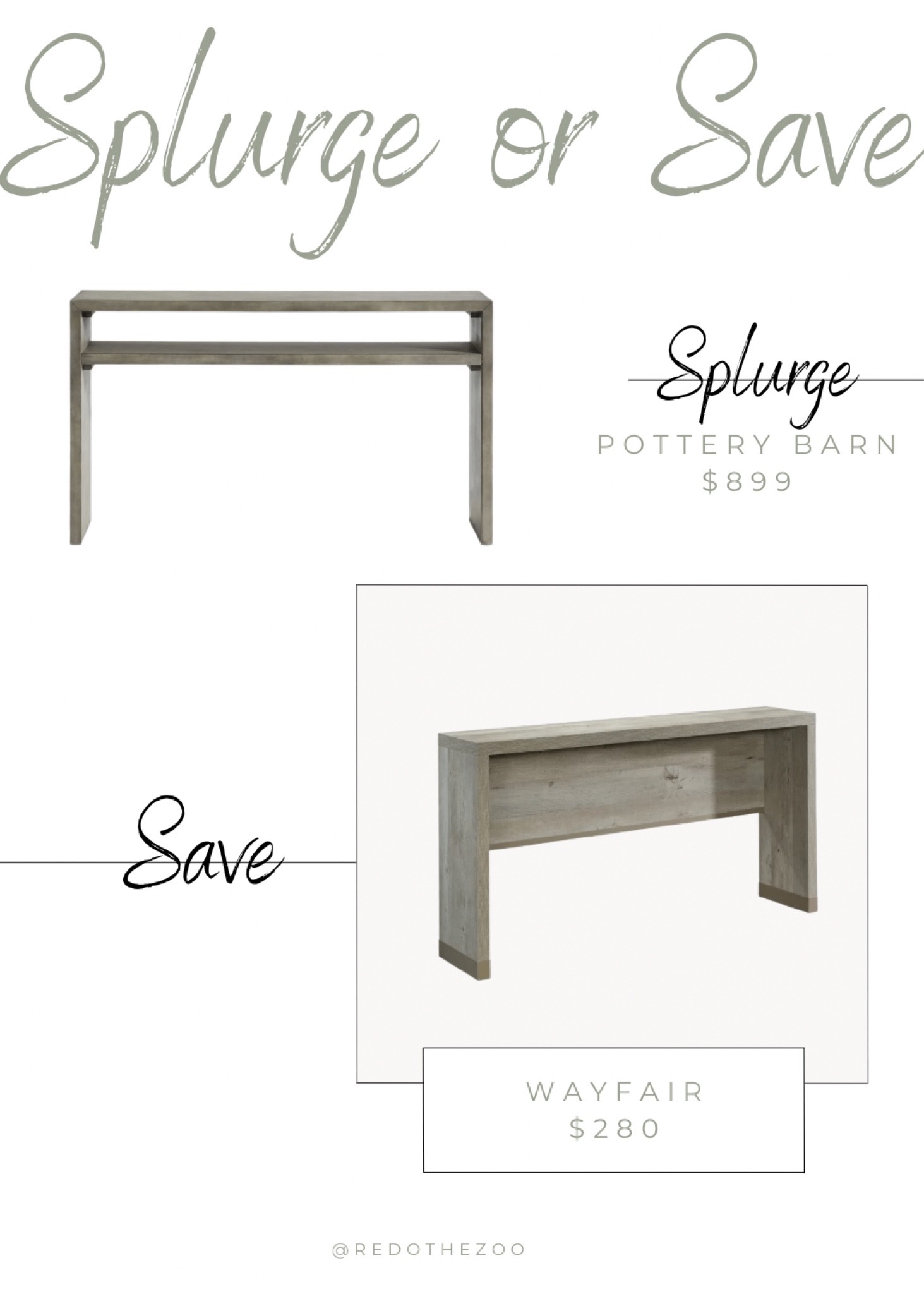 Pottery Barn Tylor console table dupe, Pottery Barn dupe, solid wood console table, waterfall console table, entry table, sofa storage, Wayfair finds, splurge or save

#LTKstyletip #LTKsalealert #LTKhome