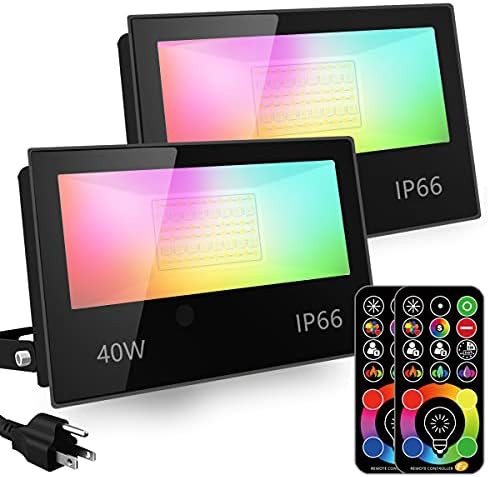 HEKEE LED Flood Light Outdoor, 400W Equivalent RGB Color Changing FloodLight, DIY Strobe Mode, 120 C | Amazon (US)