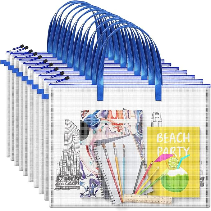 10 Pcs 19x25 Inch Art Portfolio Bag Bulk with Zipper and Handle. Transparent White Bags for Artwo... | Amazon (US)