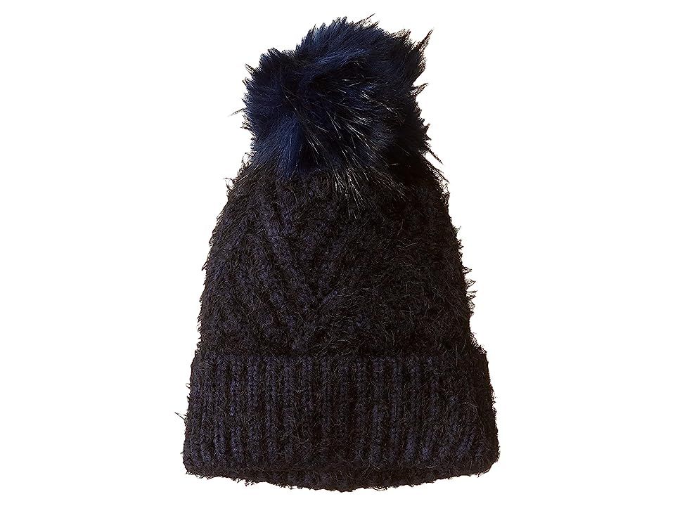 Echo Design Fuzzy Cable Hat with Pom (Echo Navy) Cold Weather Hats | Zappos