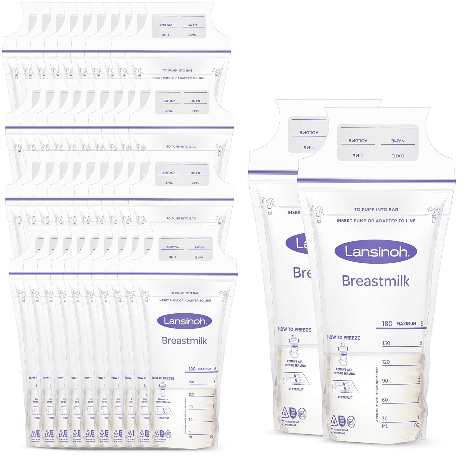 Lansinoh Breastmilk Storage Bags, 200 Count Value Pack, Easy to Use Milk Storage Bags for Breastf... | Amazon (US)