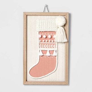 10&#34; Knit Stocking with Wood Frame Wall Sign - Wondershop&#8482; | Target
