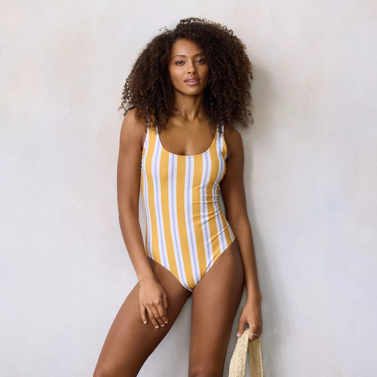 Women's LC Lauren Conrad One Piece Swimsuit, Size: XXL, Gold Parade Stripe | Kohl's