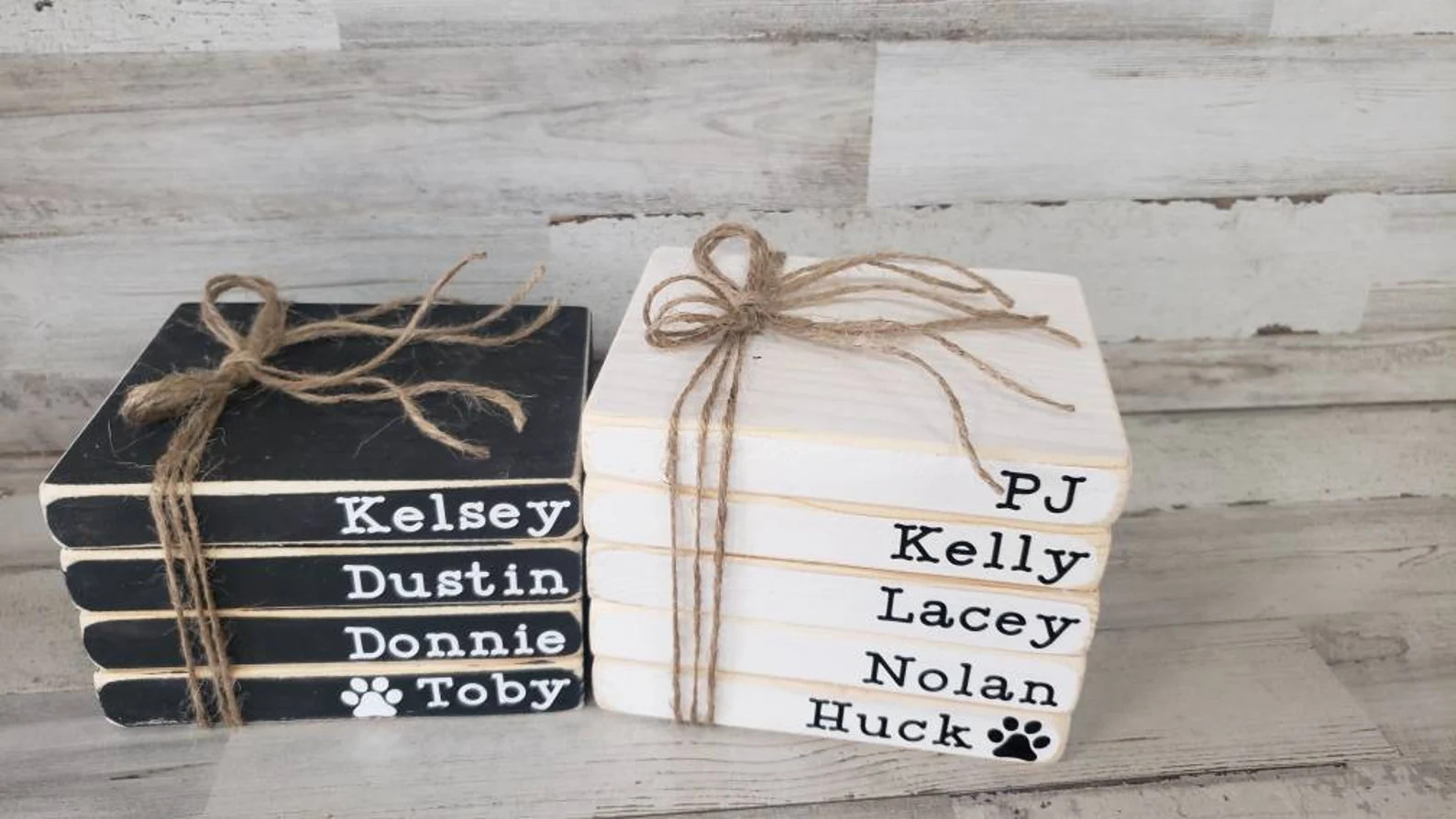 Faux Wooden Books, Personalized books, Custom Name Books, Stacked Books, Farmhouse Books, Tiered ... | Etsy (US)