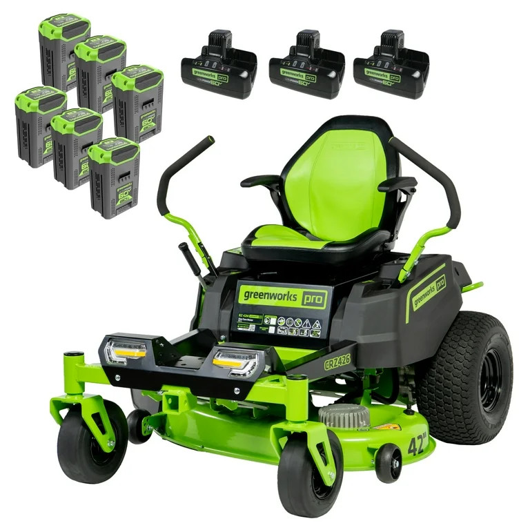 Greenworks 60V 42” Cordless Battery Crossover-Z Zero Turn Riding Lawn Mower + (6) 8Ah Batteries... | Walmart (US)