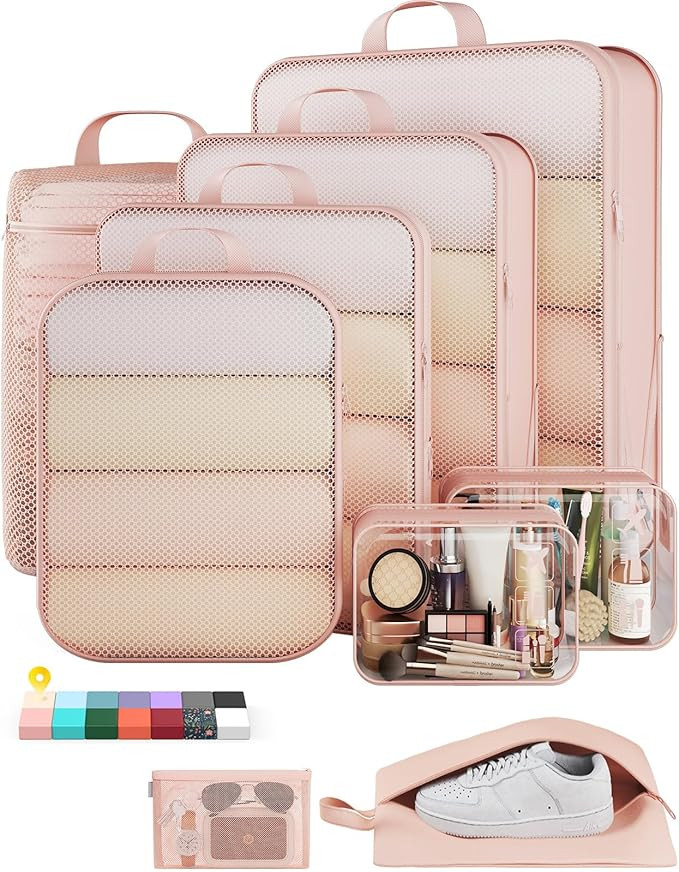 Veken 9/11 Set Compression Packing Cubes for Travel Essentials,Compressible Expandable Large Lugg... | Amazon (US)