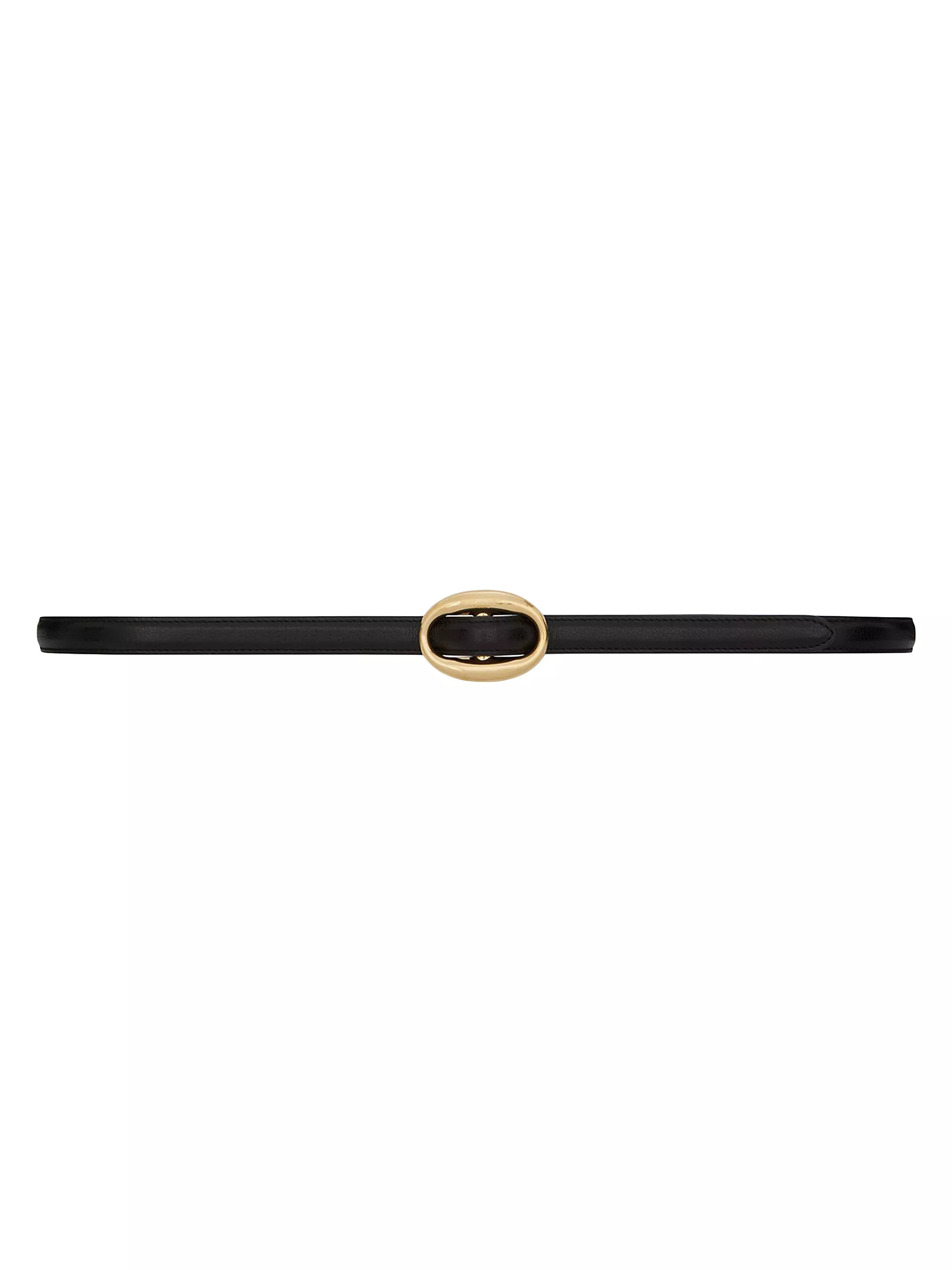 Oval Buckle Thin Belt in Smooth Leather | Saks Fifth Avenue