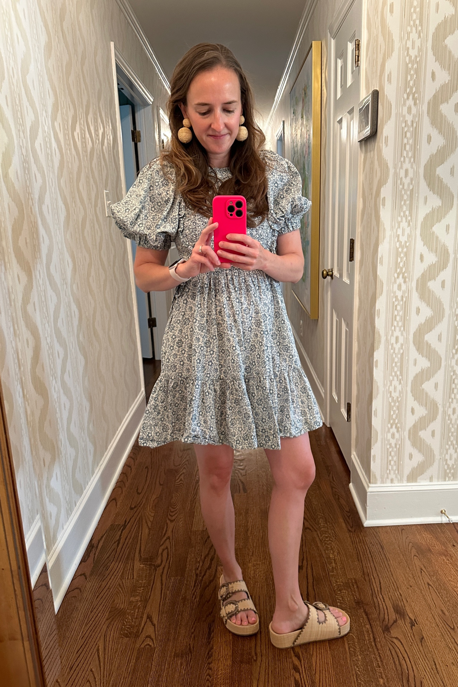 The best summer earrings! So light and BIG ❤️ Dress is old Sea NY and is the most flattering dress ever!