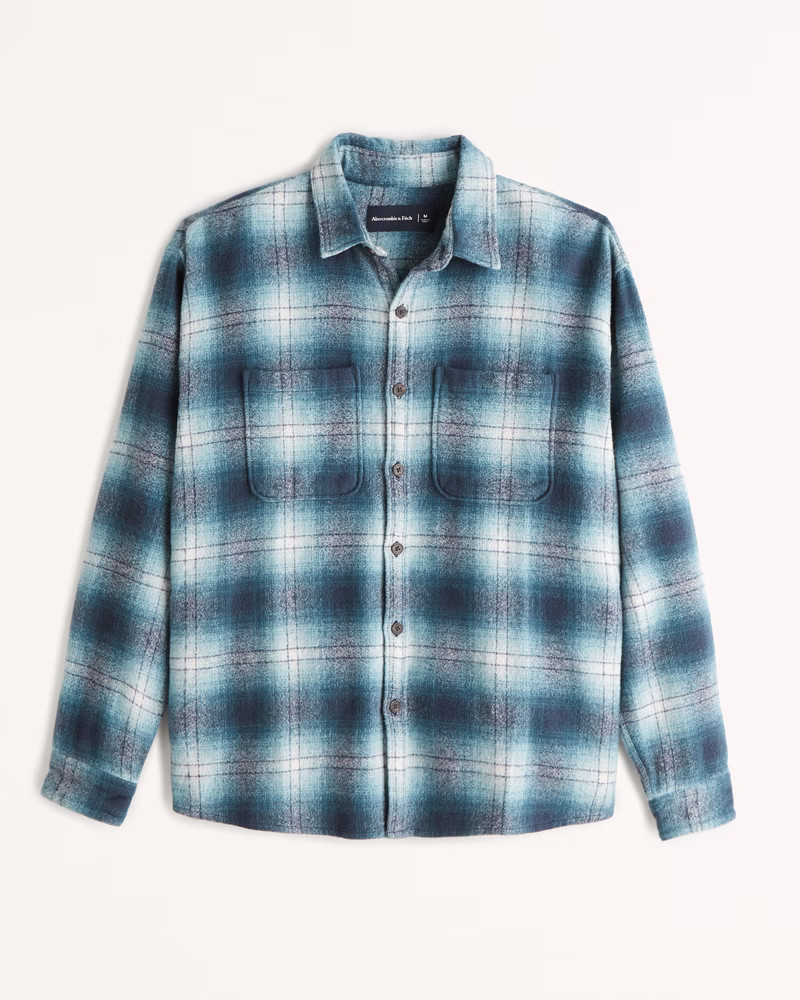 Abercrombie & Fitch Men's Boucle Flannel in Blue Plaid - Size XS | Abercrombie & Fitch (US)