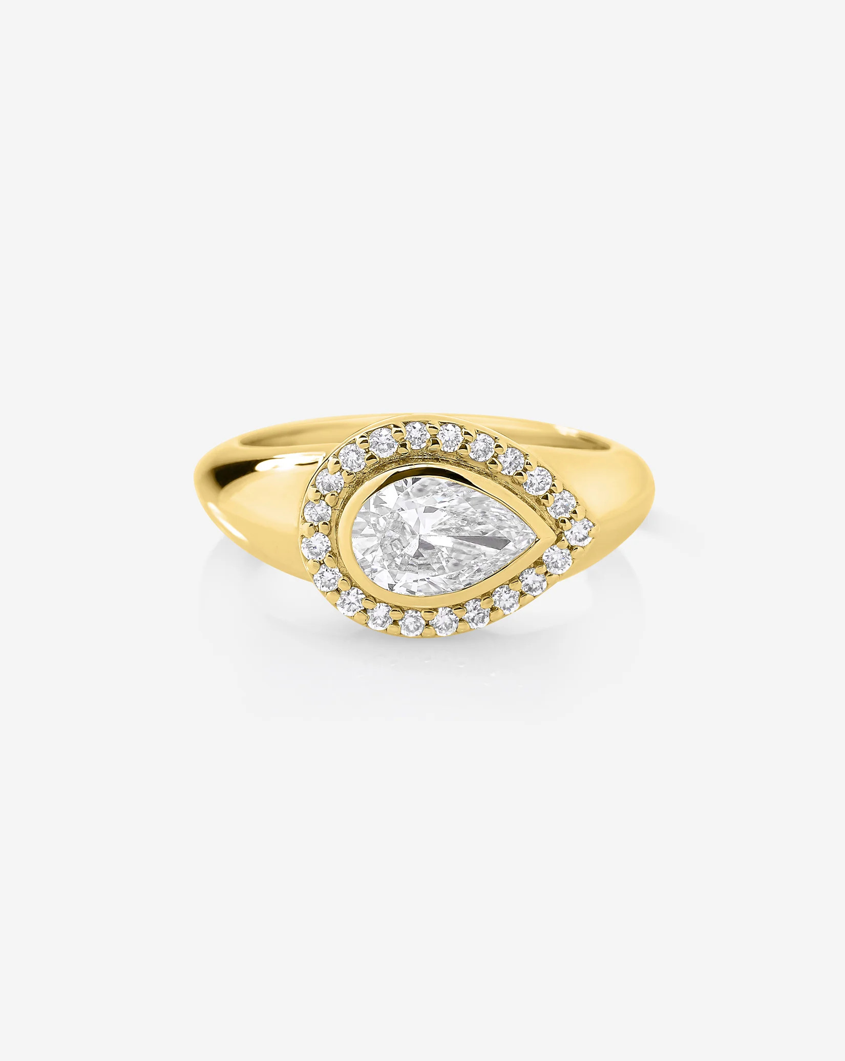 Halo Lab Diamond Signet Ring | Ring Concierge