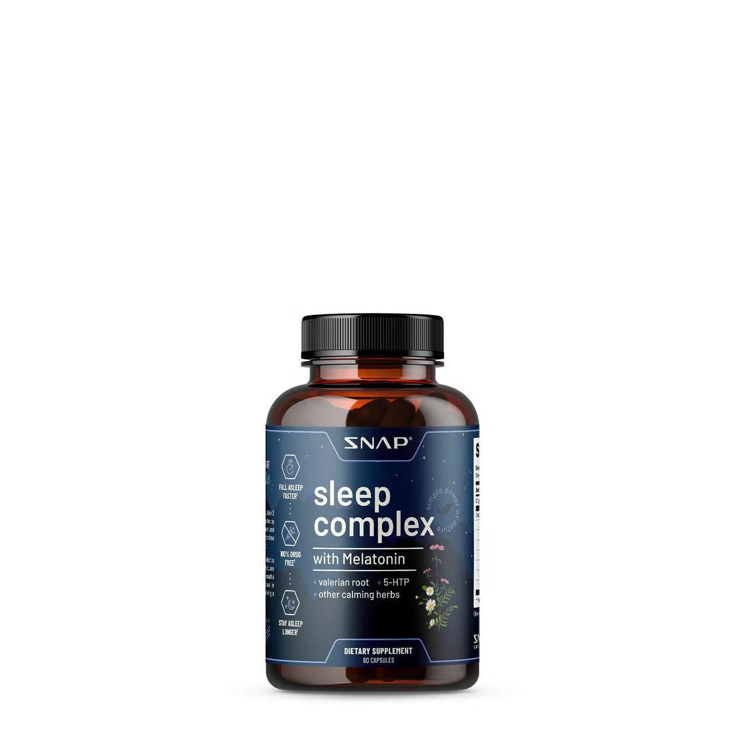 SNAP Supplements Sleep Complex with Melatonin - 60 Capsules (30 Servings) | GNC